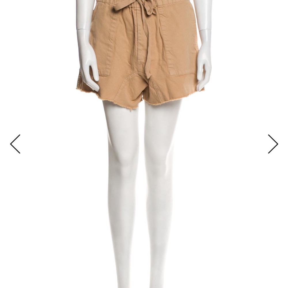 THE GREAT. High Waist Tan Shorts